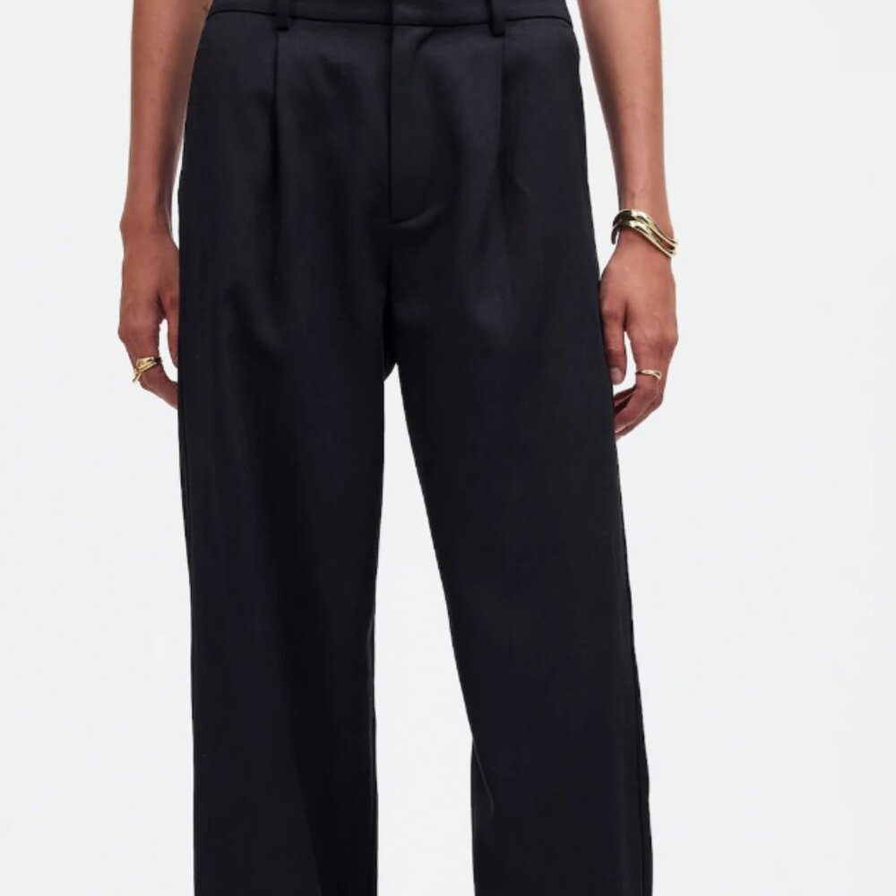 Madewell Slouchy Straight Pants in Drapey Twill 10 NWT Black